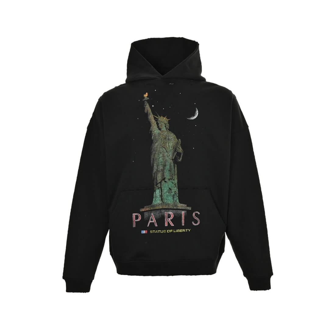 Balenciaga Paris Liberty Hoodie Oversized in Black Hollo